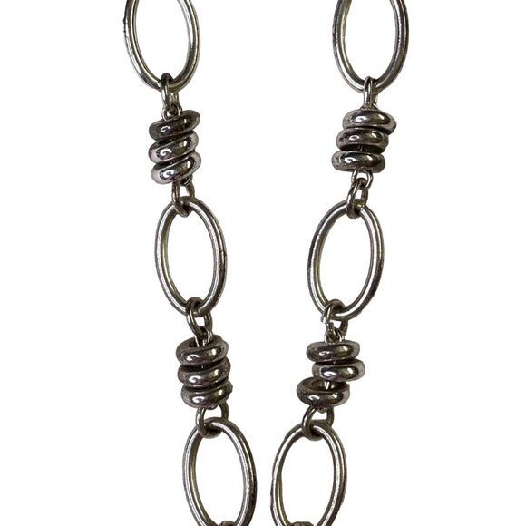 Womens Choker Chain Necklace Silver Tone Black Pendant Adjustable Length Fashio - Picture 4 of 5